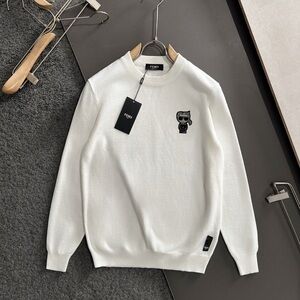 Fendi Ivory Crewneck Sweater with Dark Motif